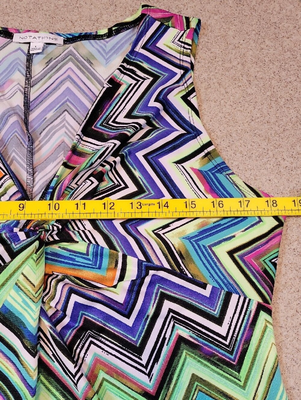 Notations Chevron Print Sleeveless Shift Dress Multicolor Zig Zag Stretch Size L - Picture 8 of 10